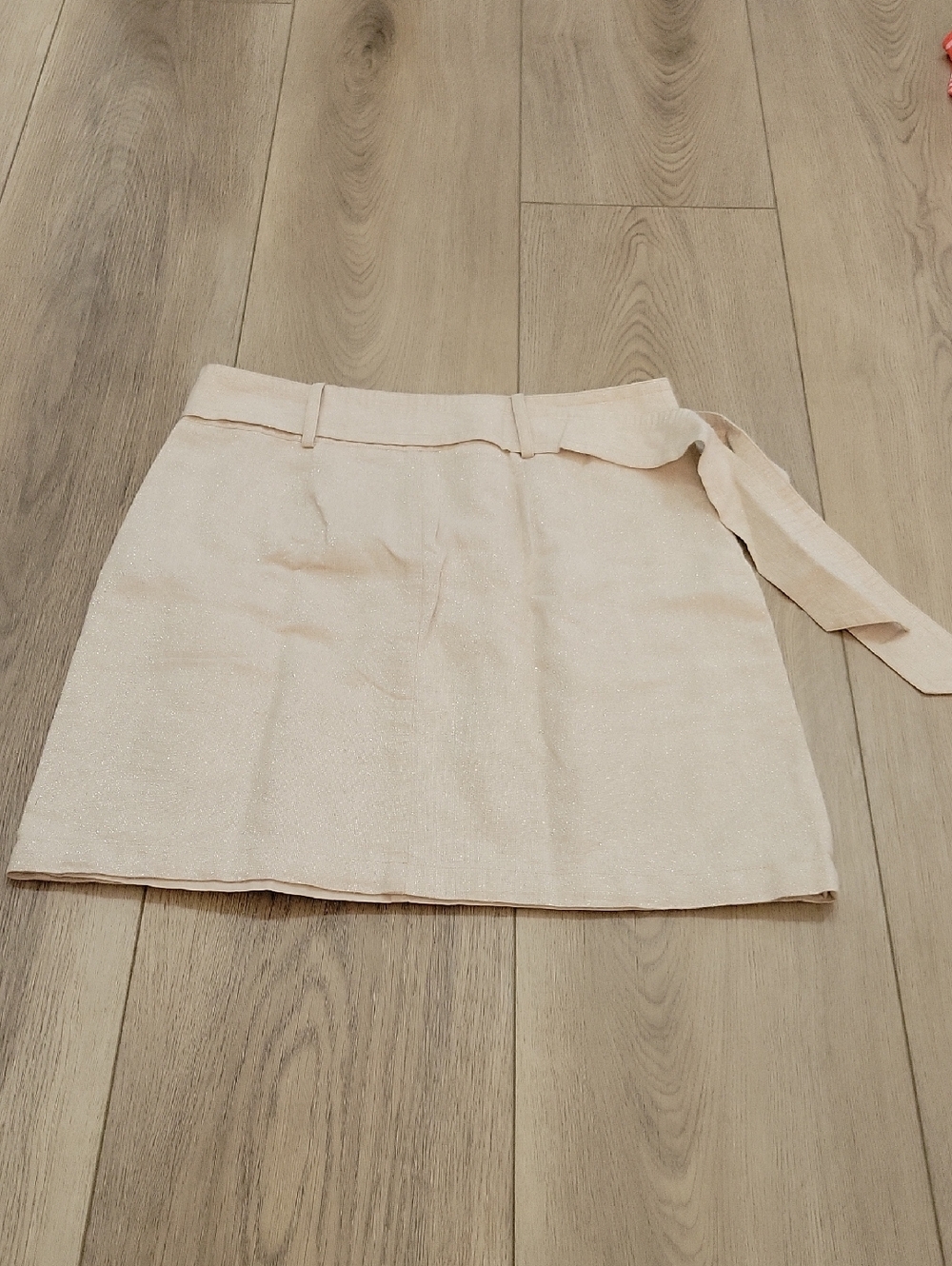 LOFT Cream Mini Skirt with Side Tie